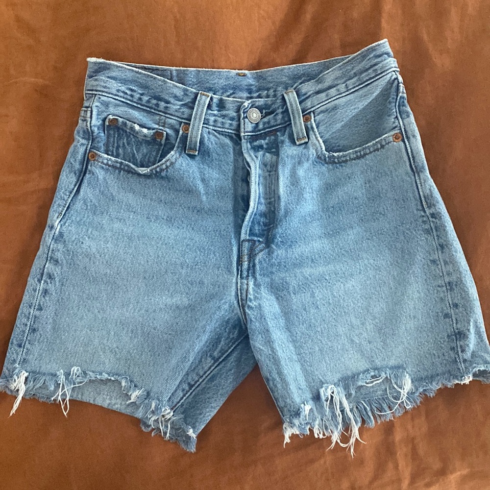 Levi’s high waisted distressed jean shorts